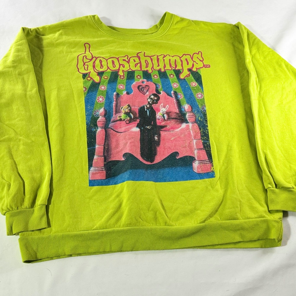 Goosebumps Sweatshirt Mens XL Green Cotton Slappy Dummy Graphic Crewneck Horror